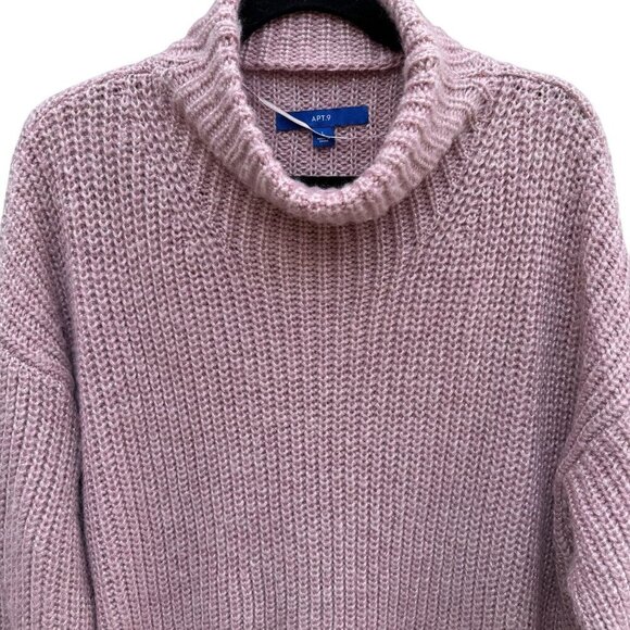 APT 9 Womens Pink Ribbed Turtleneck Wide Knit Long Sleeve Cozy Sweater New L - Picture 2 of 9